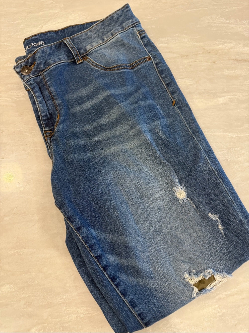 Maurices Women's Slim Straight Blue Distressed Jeans